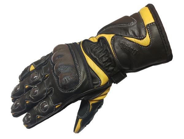 Bangla Motorradhandschuhe Motorrad Handschuhe Leder Schwarz Gelb S-image