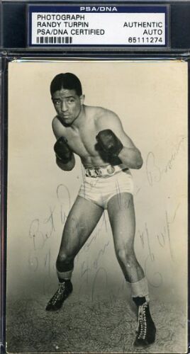 Randy Turpin Rare D.67 Psa/dna Signed Photo Authentic Autograph