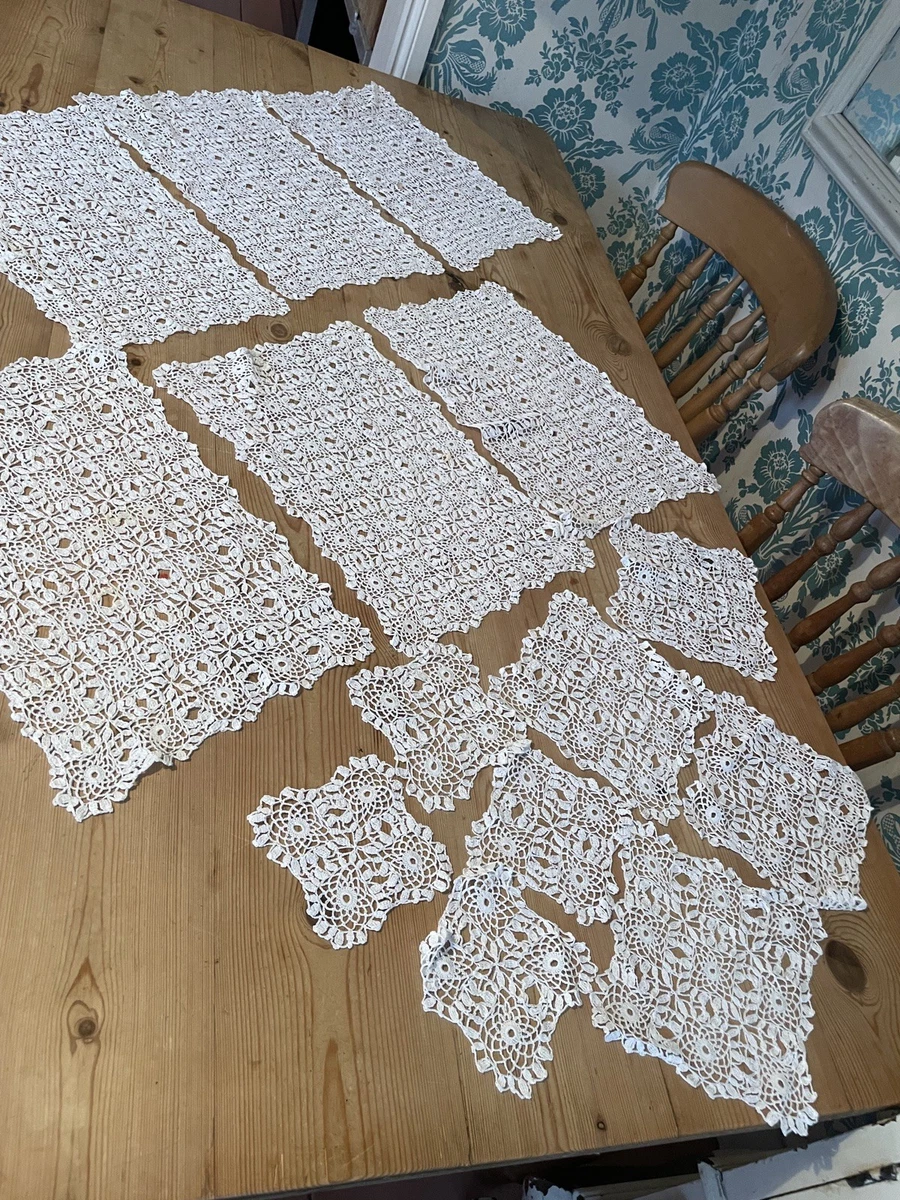 Placemats Round Crochet Placemats Doilies Mats Handmade Cotton Lace Non-Slip Cotton Table Prlotus Round Pad Table Decoration Stain Resistant Insulation Beige White 35-40cm - Foto 9