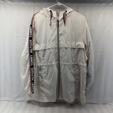 Tommy Hilfiger Women's Lightweight Hooded Rain Jacket White Size Xl