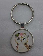 Cartoon Owl Floral Keychain Key Ring Purse Handbag Car Charm Backpack Bag Gift