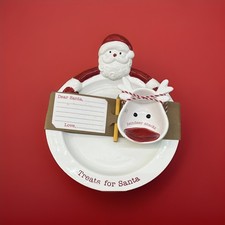 Mud Pie Ceramic Santa Cookie Plate  Bowl Set Christmas Holiday D cor White Red