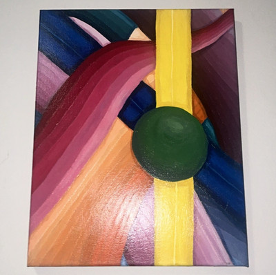 Abstract Geometric Multicolor Painting on Canvas, Unframed Art