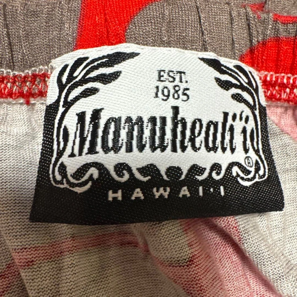 [Usado] Vestido Manuheali'i Largo Una Pieza Rojo y Gris Floral Abertura Foto 2 de 2