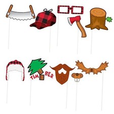 Plaid Lumberjack Photo Booth Props 10 Piece - Buffalo Plaid Lumberjack