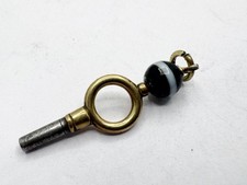 ANTIQUE GOLD FILLED POCKET WATCH KEY BLACK WHITE AGATE STONE FOB WINDER