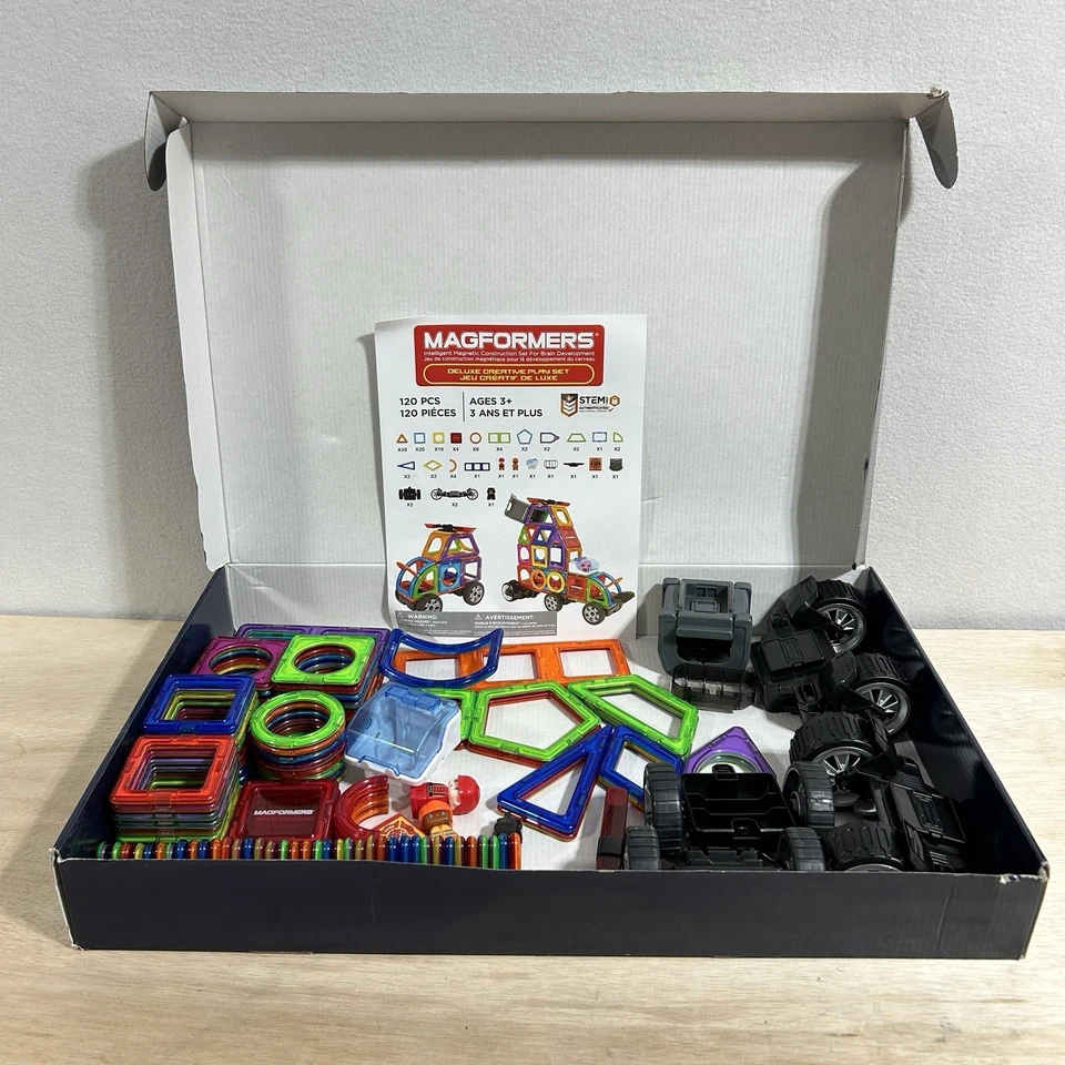 Magformers Magnets Deluxe Creative Play Set 120PC Complete Vehicles People - Image 2 of 4