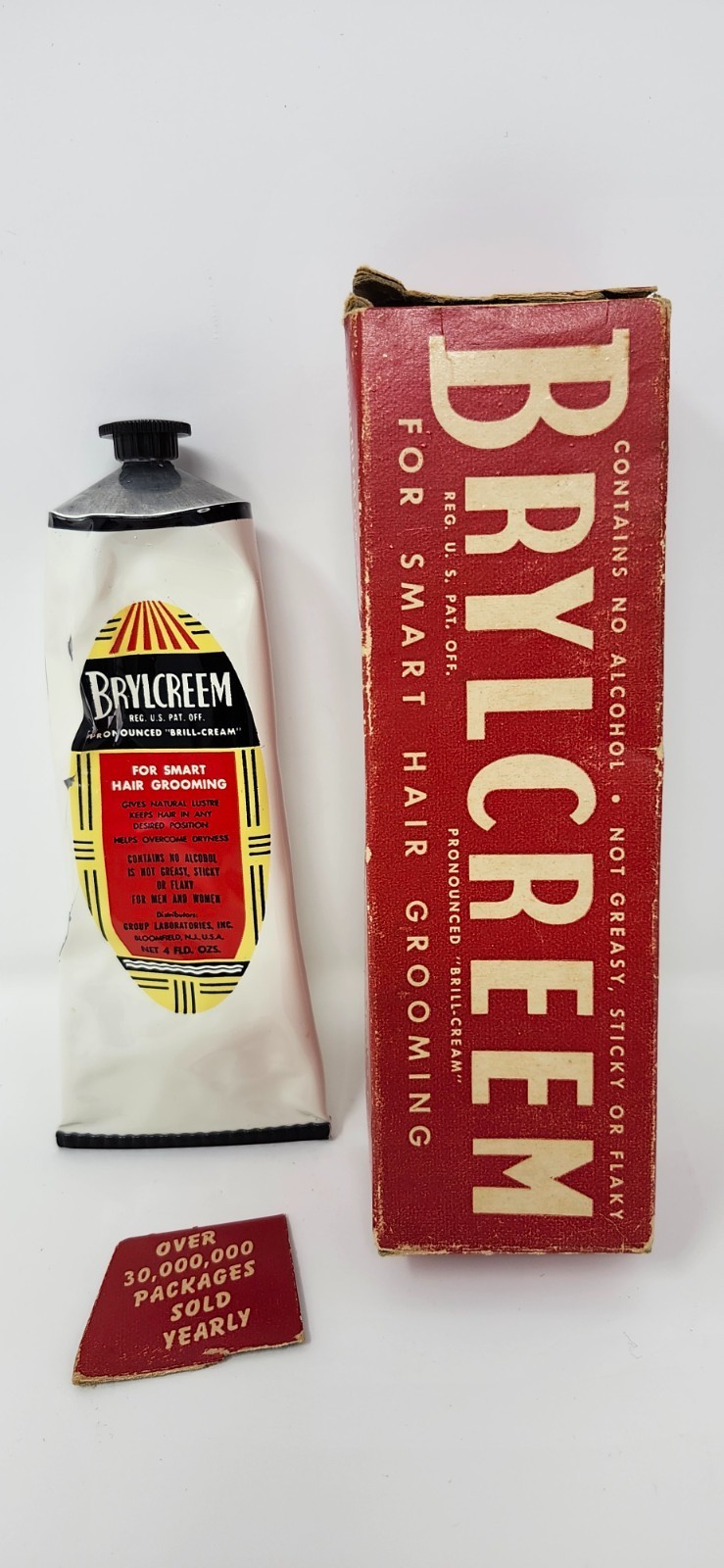 Vintage 4 Oz. Tube Of Brylcreem "For Smart Hair Grooming" With The Box