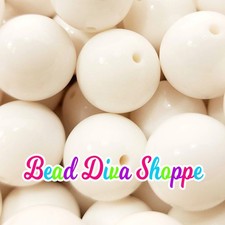 20mm - WHITE - Solid Beads - Bubblegum - Round Acrylic Beads for Diy and