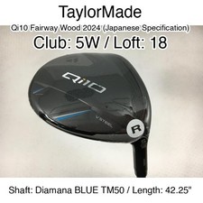 TaylorMade Qi10 Fairway Wood 2024 JDM 5W Fairway Wood 18 42.25" Diamana BLUE T