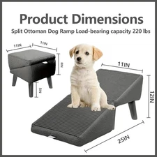Split Dog Ramp, 2 in 1 Lightweight Folding Pet Ramps Stairs, Folding Dog Stairs