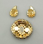 Vibrant Yellow Rhinestone & Confetti Cabochon Pin Brooch & Earrings — photo 2