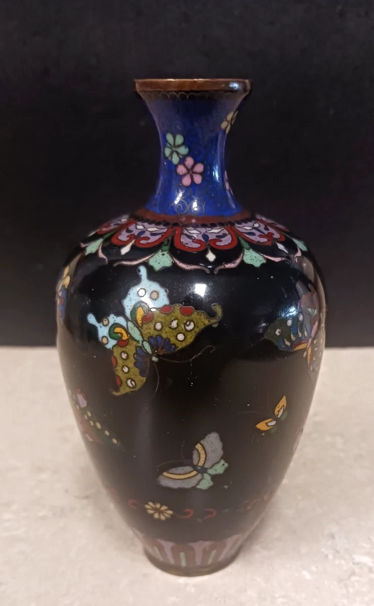 多色景泰蓝1850-1899 年日本花瓶| eBay