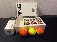 Vintage PING Eye Golf Balls 1 Dozen New In Box Yellow/Orange Karsten