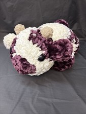 Amigurumi Hand Crocheted COW Handmade Sewn Plush White/Burgundy 11