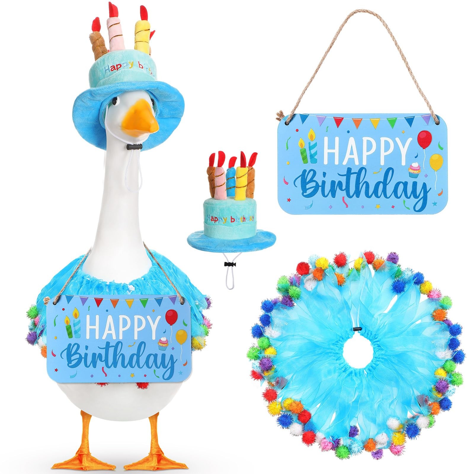 Happy Birthday Porch Goose Outfit Lawn Goose Cloth Costume for 23