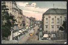 Offenbach a. M., Frankfurter Strasse mit Strassenbahn, Ansichtskarte 1909 