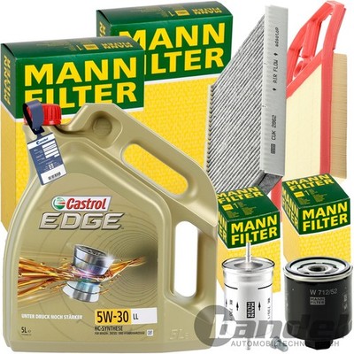 MANN INSPEKTIONSPAKET+5L CASTROL 5W30 MOTORÖL passend für VW POLO 6N BORA GOLF 4