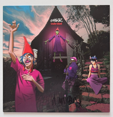 Signed DAMON ALBARN & THUNDERCAT Gorillaz Cracker Island Vinyl LP -PROOF/COA