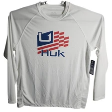 Huk Stripes Pursuit Long Sleeve Performance Fishing Shirt Mens Medium