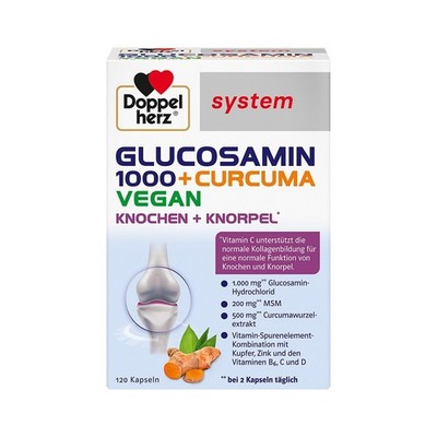 DOPPELHERZ Glucosamin 1000+Curcuma vegan 120 ST PZN 17250534 Verfall 11.2026
