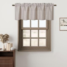 Faux Linen Valance Curtains Rod Pocket Light 52"W x 18"L Pack of 1 Stone