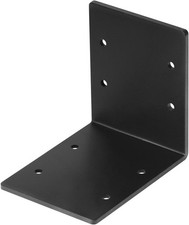 4 PCS Black 6" x 6" x 5" Heavy Duty Steel L Right Angle Bracket, Corner Brace...