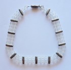 Necklace Signed Sent Murano Frosted Glass Beads Silver Tone  Vintage — photo 1