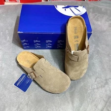 Birkenstock Taupe Boston Soft Footbed Suede Leather Unisex Clog Gray Size 37-45