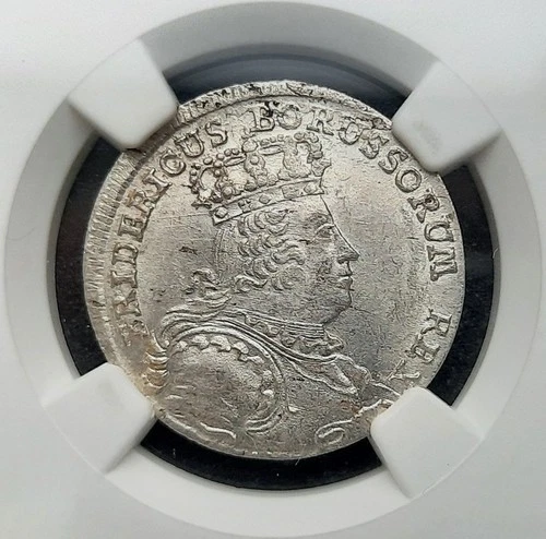 1756-B Prussia 6 Groschen / 6 Kreuzer Silver Coin, NGC MS62 Germany