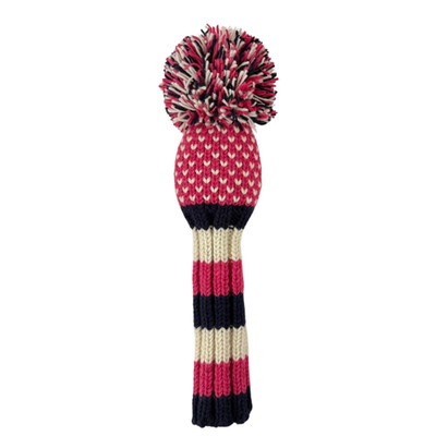 Pink, Navy, White chevron knit wool fairway golf headcover by Sunfish