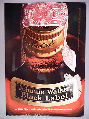 Johnnie Walker Black Label Scotch Whiskey PRINT AD - 1968 ~~ large label