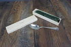 Vintage WALLACE STERLING SILVER LOTUS TEA SPOON with Monogram, A Stowell Co. BOX