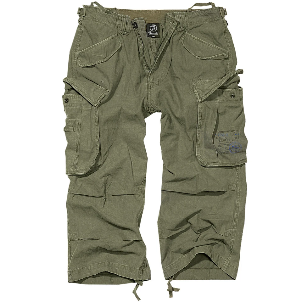 Brandit Industry Vintage 3/4 Short Rétro Hommes Vacances Pantalons Courts Olive - Photo 1/1