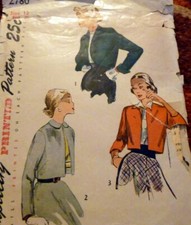 LOVELY VTG 1950s JACKETS Sewing Pattern 12/30