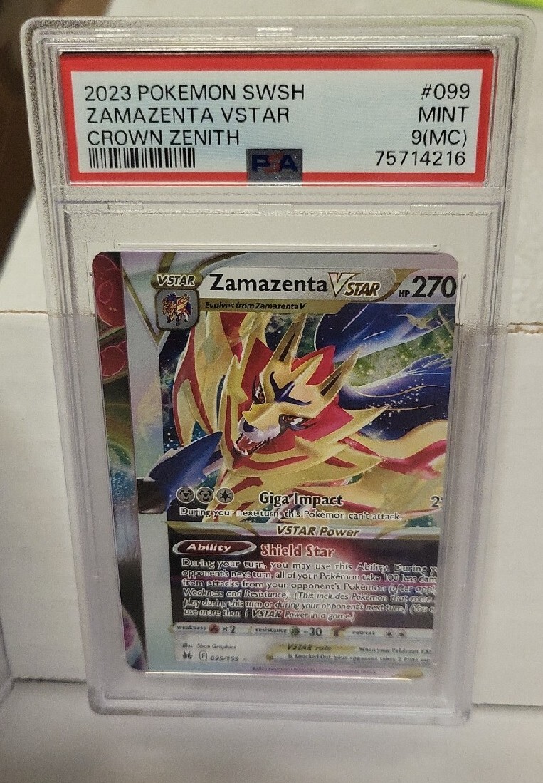 2023 Pokemon SWSH Zamazenta VSTAR Crown Zenith MisCut Psa 9 MINT