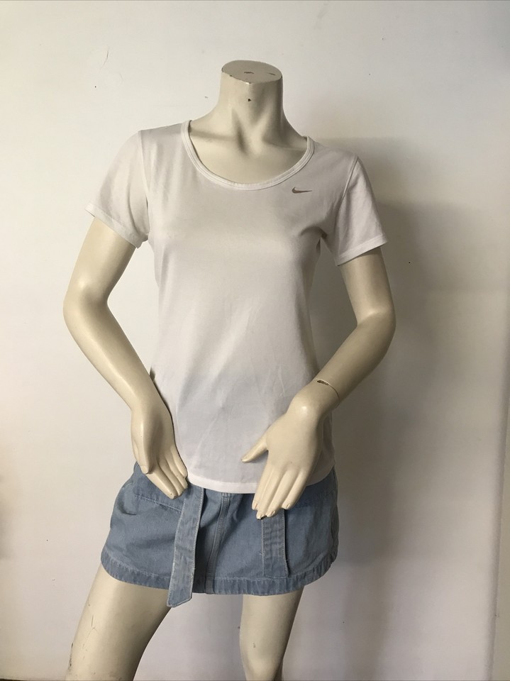 Nike Running Dri Fit Women Fitted Short Sleeve Top Size S. White