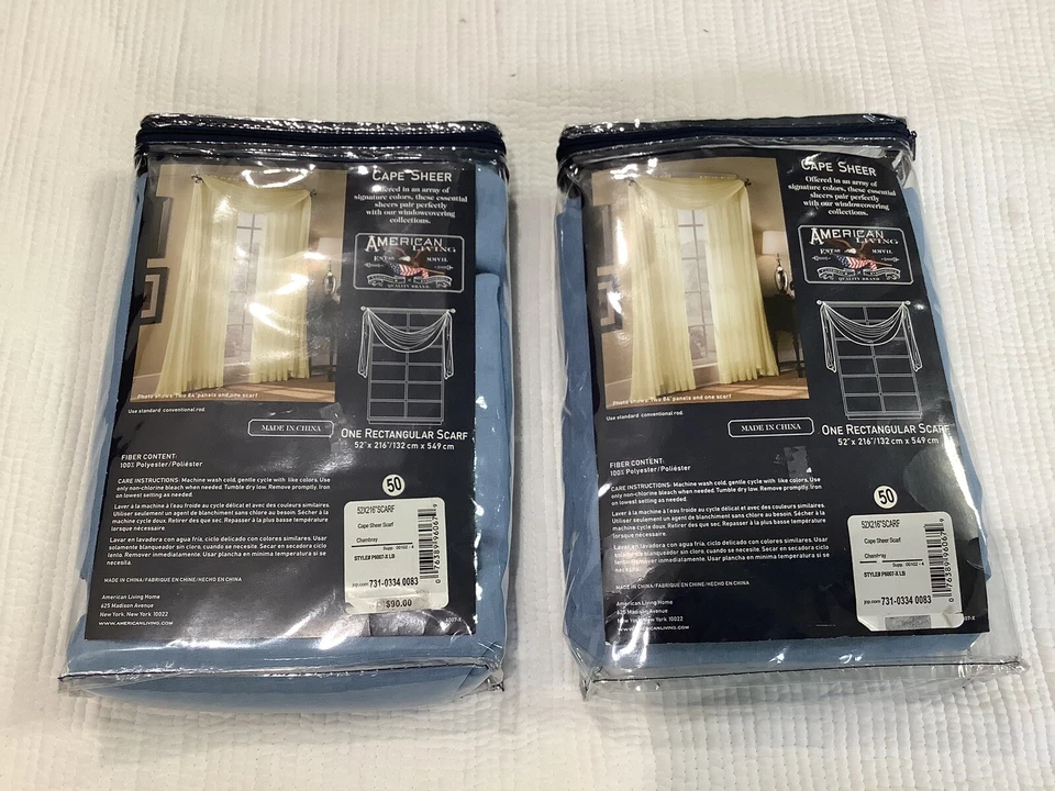 Cachecol transparente Ralph Lauren American Living 2 cambraia drapeado 52x216 novo - Imagem 3 de 4