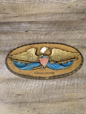 Vintage Spread Eagle Shield American Wall Hanging Plaque Embosograph  Plastic 3D