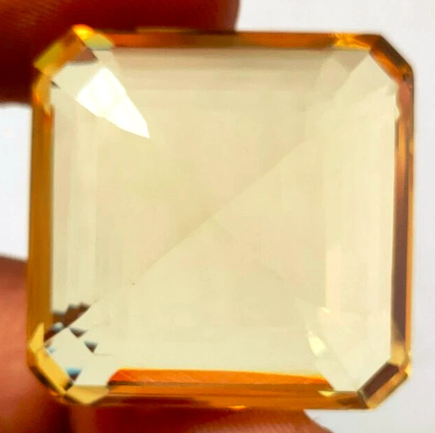 AAA+ Corte Cuadrado Facetado Grande Topacio Amarillo 61,50 Ct. Piedras preciosas sueltas regalo 4 mujeres Foto 4 de 4
