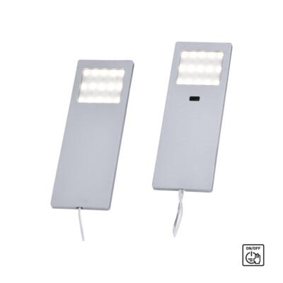 LED Unterbauleuchte Sensorschalter silber warmweiß Licht 2er Set Küche Schränke