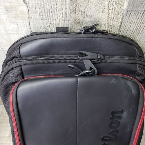 Wilson Federer DNA Backpack Tennis Racket Sports Bag Black Red - Imagen 2 de 6