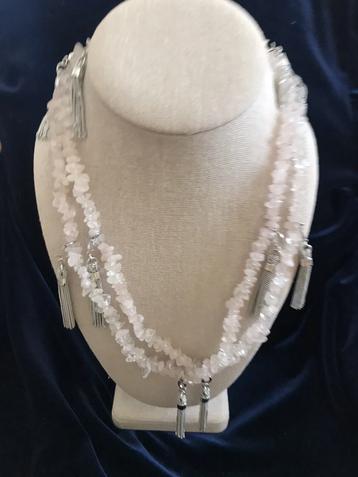 Collana vintage e rara Christian Dior squisita quarzo rosa iniziali CD 36" usata in ottime condizioni