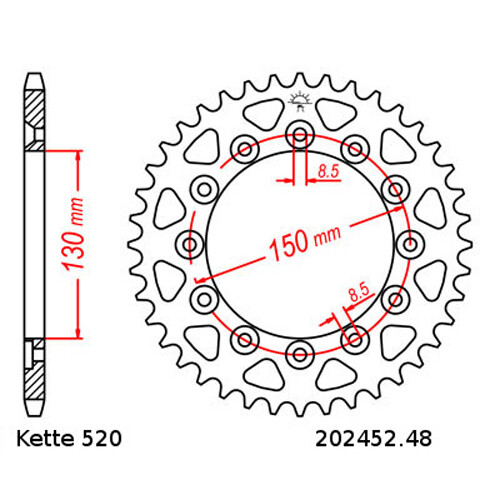 Kit Catena Honda XR600R 85-87 Catena DID 520 VX3 110 Aperto 14/48 - Picture 3 of 4