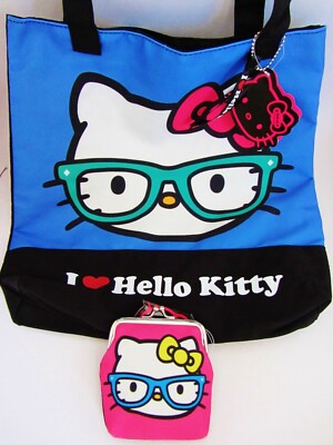 Hello Kitty - Schultertasche und Metallclip Handtasche - Geschenkset Anhänger
