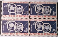 1959 St. Lawrence Seaway Block of 4 4c Postage Stamps, Sc#1131, MNH, OG