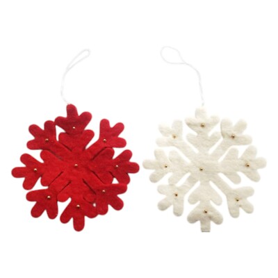Handarbeit Arktische Schneeflocke Weihnachtsbaum Festschmuck Wollfilz 13 x 13 cm