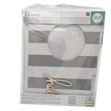 Heidi Swapp 10 piece Cinch Album Grey Striped Fabric Craft Design File Kit