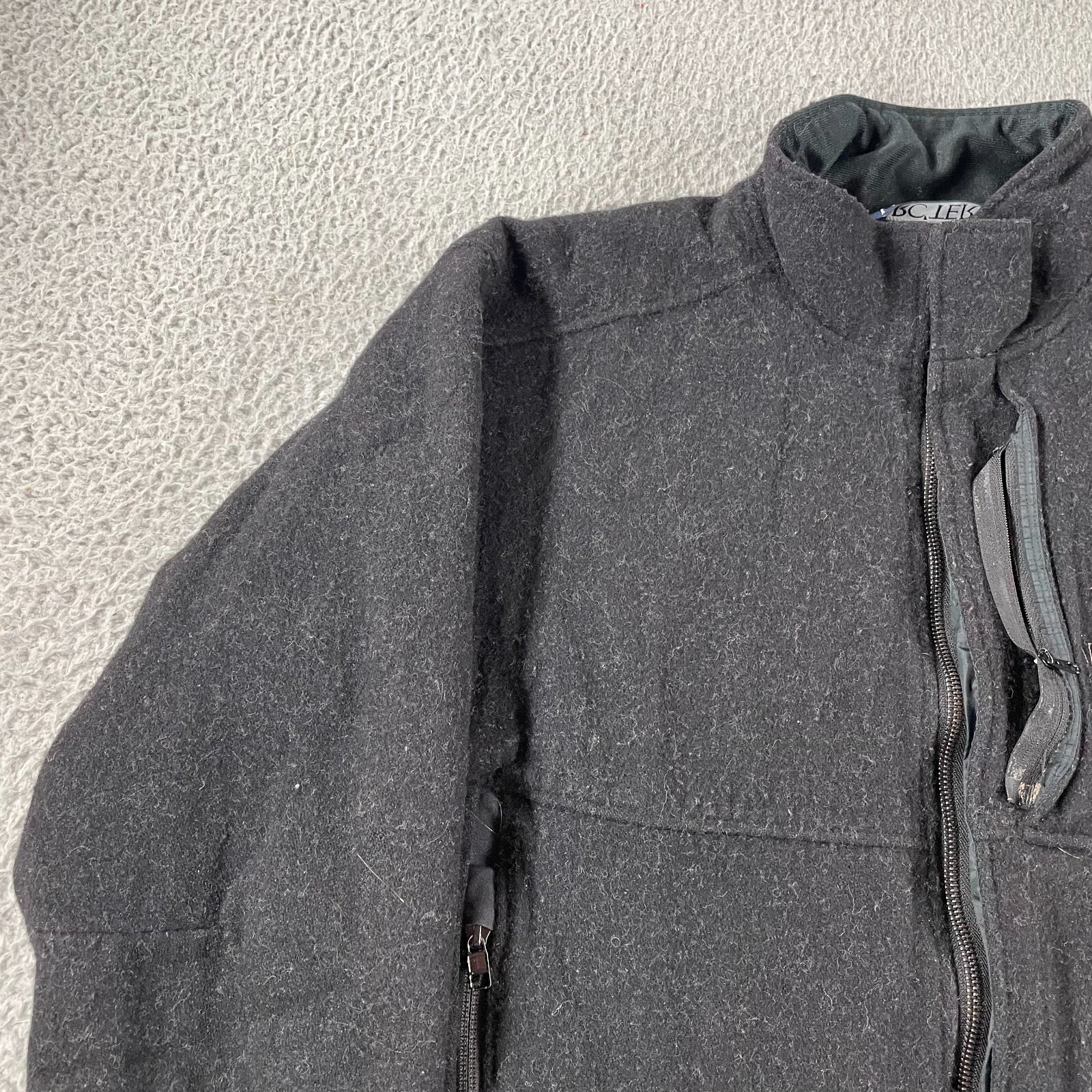ARC'TERYX Arcteryx Giacca Uomo Taglia Large Nero Bomber Diplomatico Zip Maglione Lana *Difetti*