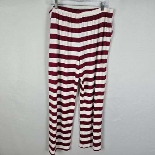 Popyoung Lounge Pants Women's 3XL Red and White Elastic Waist Pull On Striped